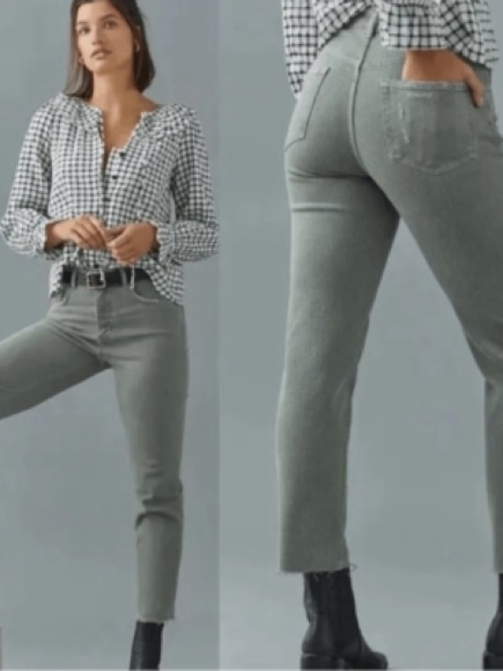 Pilcro The Vintage Straight Jean in Light Grey (Green Leaning)